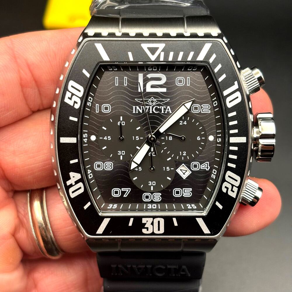 Invicta 47282 Pro Diver Airlock Men's Chronograph Black Dial Silicone Strap New